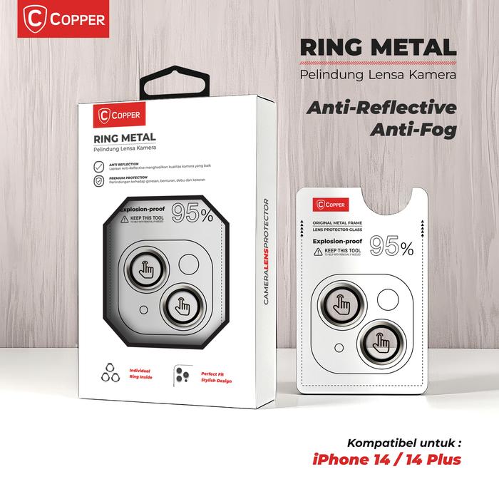 Gambar COPPER for iPhone 14/15/16/Pro/Max/Plus - Ring Metal (Pelindung Lensa Kamera) Anti-Reflective dan Anti-Fog - iPhone 14 / 14 Plus, Black dari Copper.Medan undefined Tokopedia