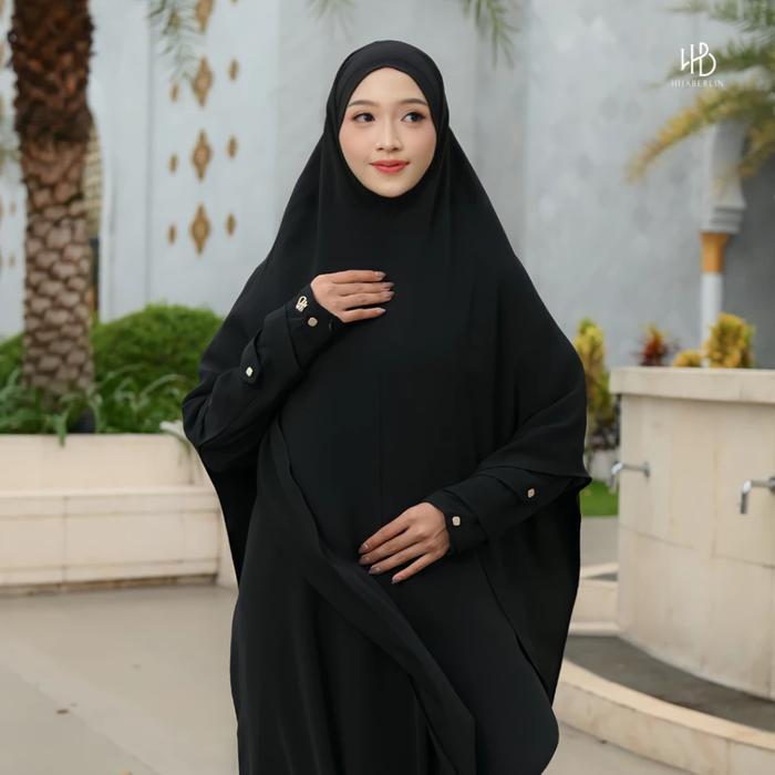 Gambar Hijaberlin - Nusaibah Dress Black Set Khimar FK Mazen Anti UV Gamis Syar'i Premium Haji & Umroh - Khimar Only dari Hijaberlin Kota Depok Tokopedia