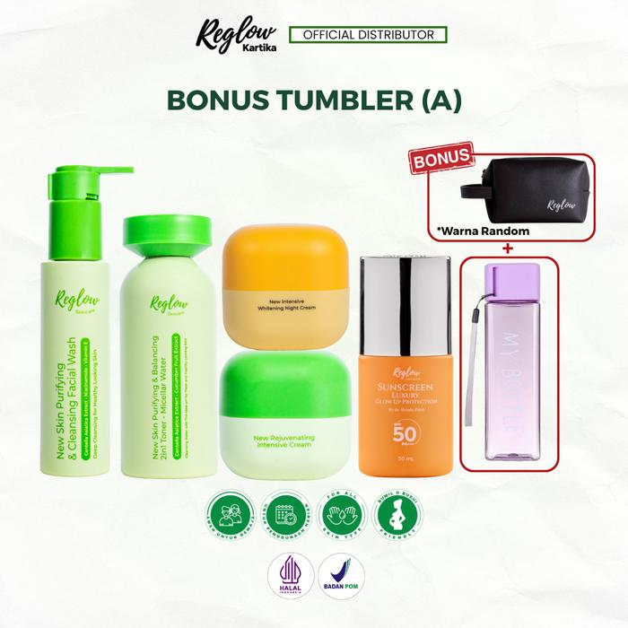 Gambar REGLOW Paket Sunscreen + Facial Wash + Toner + Rejuv Cream + Night Cream Reglow Skincare by dr Shindy Putri Official Original c2 Mencerahkan Wajah - BONUS A (TUMBLER) dari Reglow by Shindy Original Kab. Lumajang Tokopedia