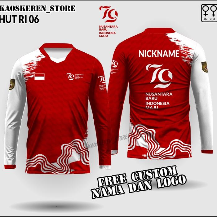 Gambar jersey hut ri ke 79 lengan panjang baju kemerdekaan indonesia ke 79 kaos indonesia merdeka 2024 kaos 79th Olahraga - MERAH, ANAK SIZE 3 dari BK KAOS JAYA undefined Tokopedia