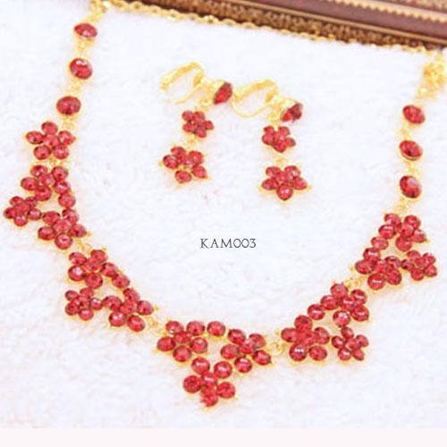Gambar AKSESORIS PENGANTIN PESTA SET KALUNG ANTING WANITA KAM003 - Merah dari Lenka Wedding Shop undefined 5 Tokopedia