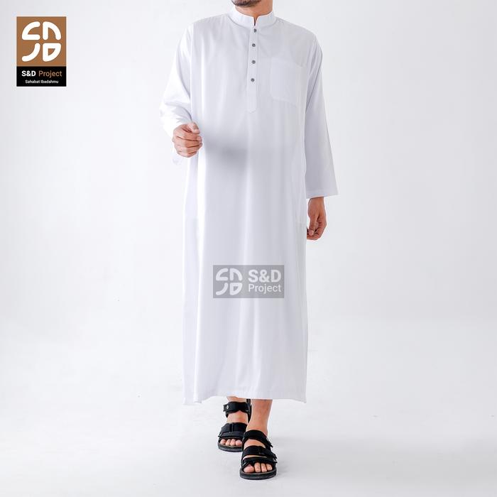 Gambar S&D Project Baju Koko Muslim Dewasa Gamis Jubah Bahan Katun Tesla Polos Model Turki Arabian Pakistan Kerah Mandarin Lengan Panjang Ukuran - M L XL Warna Putih - Putih, M dari S&D Project undefined Tokopedia
