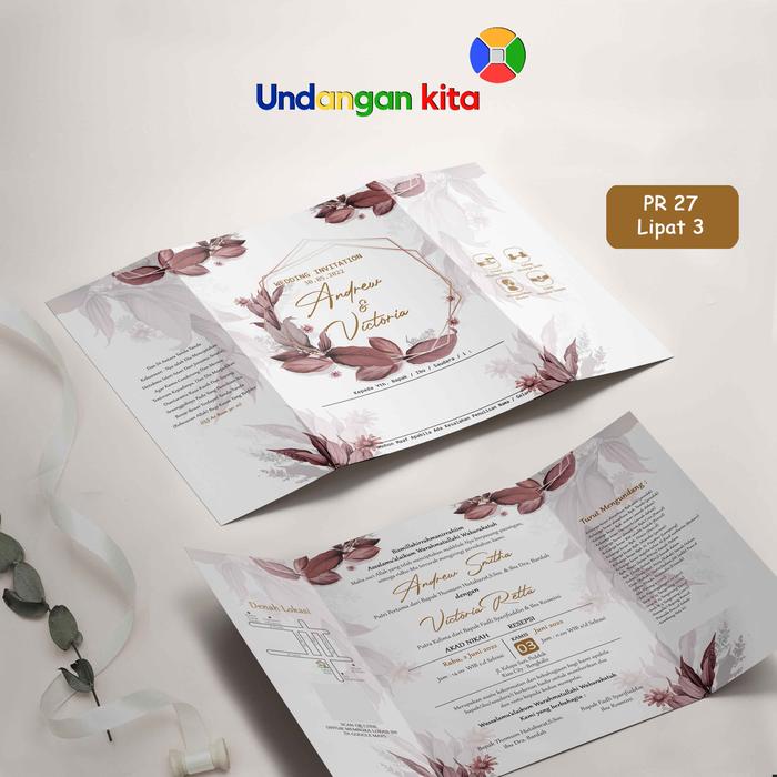 Gambar (100Pcs) Undangan Pernikahan Brief Card Lipat Dua Lipat Tiga - PR 27 Lipat 3 dari Undangan Kita undefined Tokopedia