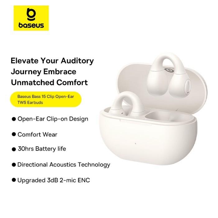 Gambar Baseus Earbuds Bass 15 Clip Open-Ear TWS - Putih dari CA Shop undefined Tokopedia