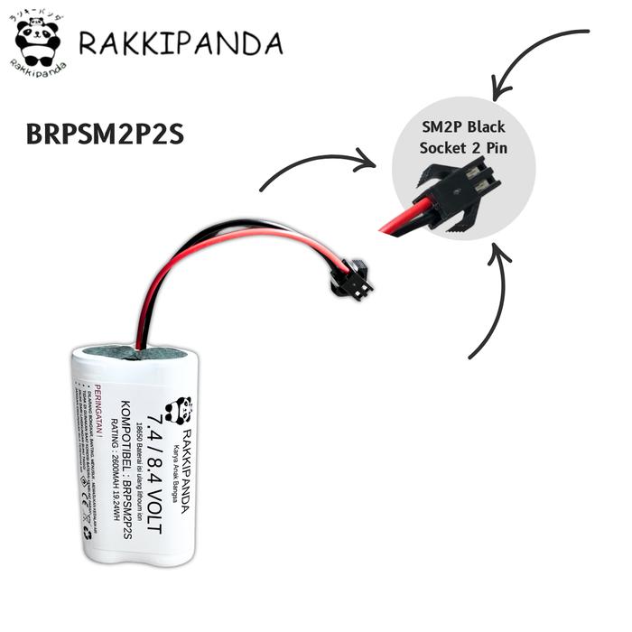 Gambar RakkiPanda Baterai Universal Li-ion 18650 RC Radio Control / Speaker Active Soket SM 2P Hitam 2 PIN - 7.4V - 8.4V 2600mAh dari Rakki Panda Indonesia Kota Administrasi Jakarta Pusat Tokopedia