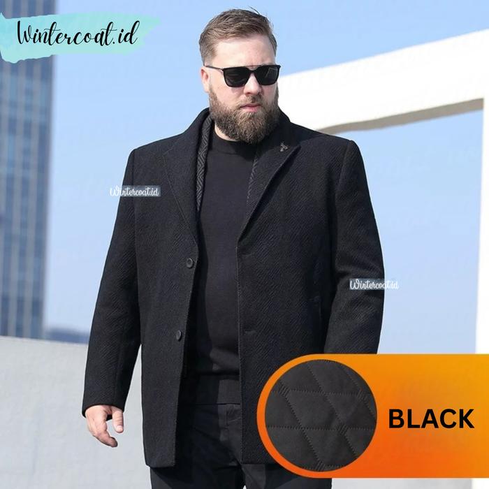 Gambar IVAN Men Wool Coat 6XL-8XL Premium Winter Mantel pria cowok musim dingin high quality big size jumbo plus size jaket hangat cowok - Black, 6XL dari Wintercoat.id undefined Tokopedia