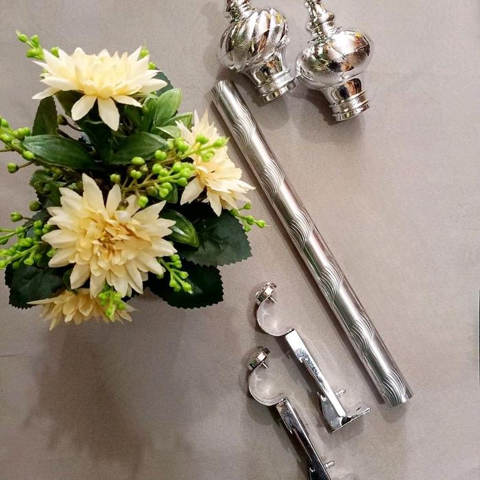 Gambar BESI GORDEN FULLSET MODEL KRISTAL TUTUP BIASA - BATANG HORDENG -  TONGKAT GORDEN - Silver, 0,60 Meter dari YSM Gorden Bukittinggi undefined 5 Tokopedia