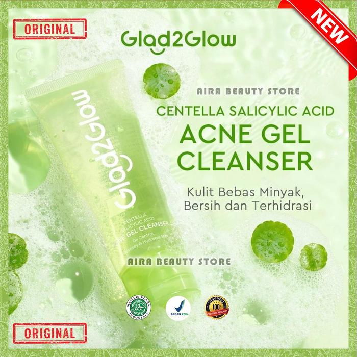 Gambar Glad2Glow [NGGAK BIKIN KULIT KERING] Facial Wash Hijau Centella G2G Acne Prone Original BPOM 70ml - Facial Wash Acne dari Aira Beauty Store undefined Tokopedia