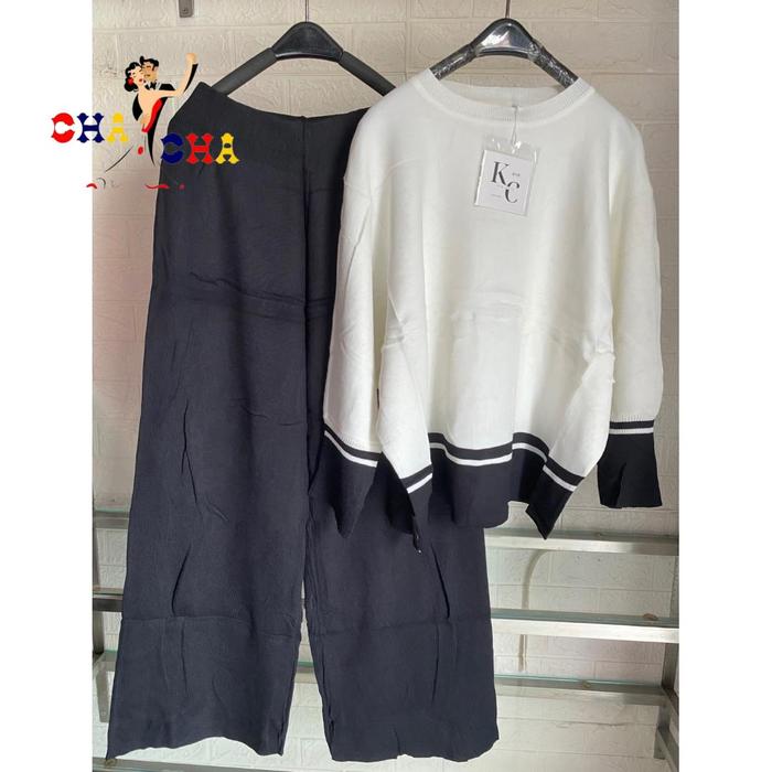 Gambar CHASHOP - 165K  SALE SET KULOT RAJUT BATWING / SETELAN IMPORT CASUAL WANITA / SETELAN RAJUT KULOT WANITA Celana Baju - PUTIH dari Chacha Fashion Olshop undefined Tokopedia