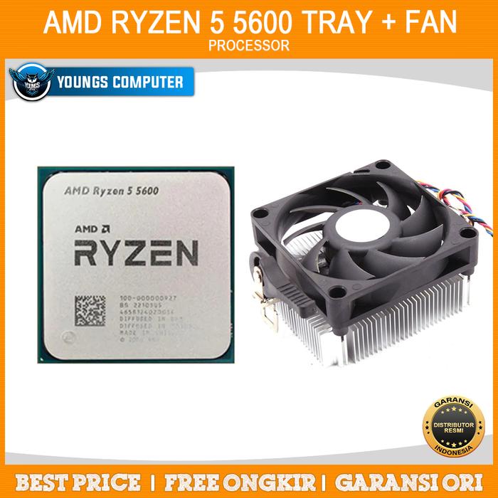 AMD Ryzen 5600 Tray Fan 6C 12T AM4 Zen Vermeer CPU  Processor Resmi Fan