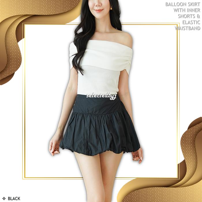Gambar Rok Wanita Model Balon Inner Short Karet Pinggang Playful Kasual Chic - Black, Freesize dari SelectedbyJ undefined Tokopedia