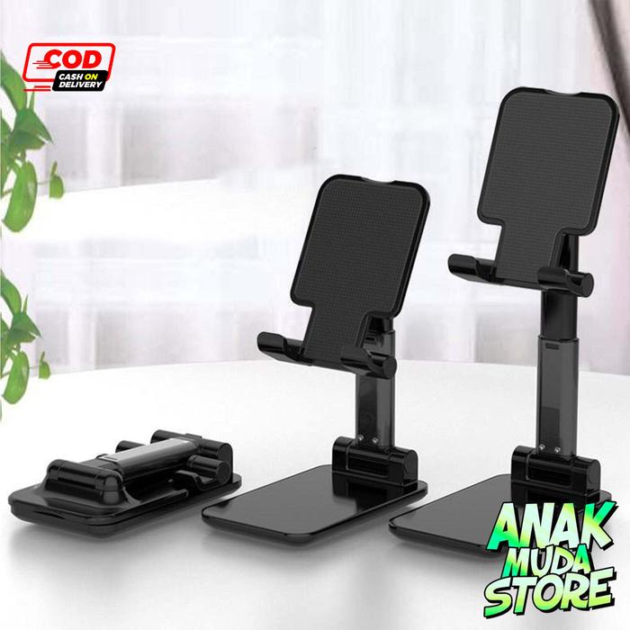 Gambar Foldable Phone Holder Stand HP di Meja Folding desktop - holder standing smartphone tablet - Hitam dari AMS variasi_NEW undefined Tokopedia