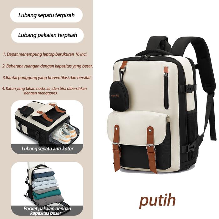 Gambar All Double Tas Traveling Kapasitas Besar Tas Laptop 16 Inch dengan Kompartemen Sepatu Terpisah - White dari All Double shop Kab. Tangerang Tokopedia