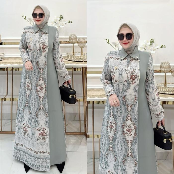 Gambar Gamis kembang, ARUNI dress, baju muslim tanah abang - Abu grey, S dari tokohannybekasi undefined Tokopedia