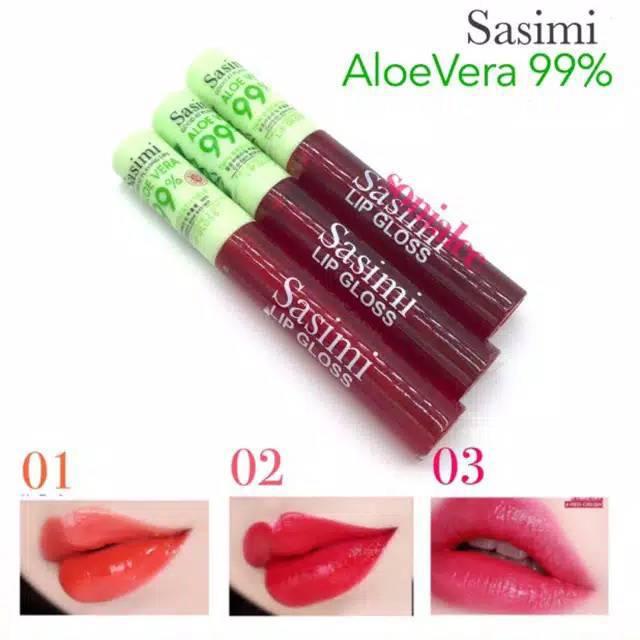 Gambar ( 3 Pcs ) Lip Tint Sasimi Aloe Vera 99% //Lip gloss Sasimi Aloevera dari MARITZA AULIA SHAKIRANI undefined Tokopedia