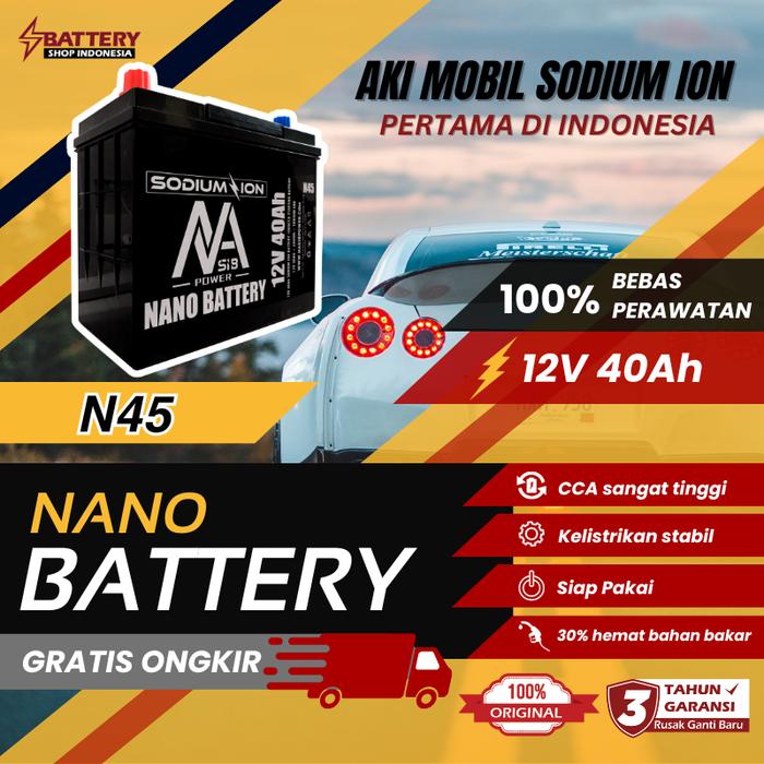 Gambar Aki Mobil NANO BATTERY Sodium Ion 12V 40A Seri NA-1240S(45) Garansi 3 Tahun - Car dari Batteryshop Indonesia undefined Tokopedia
