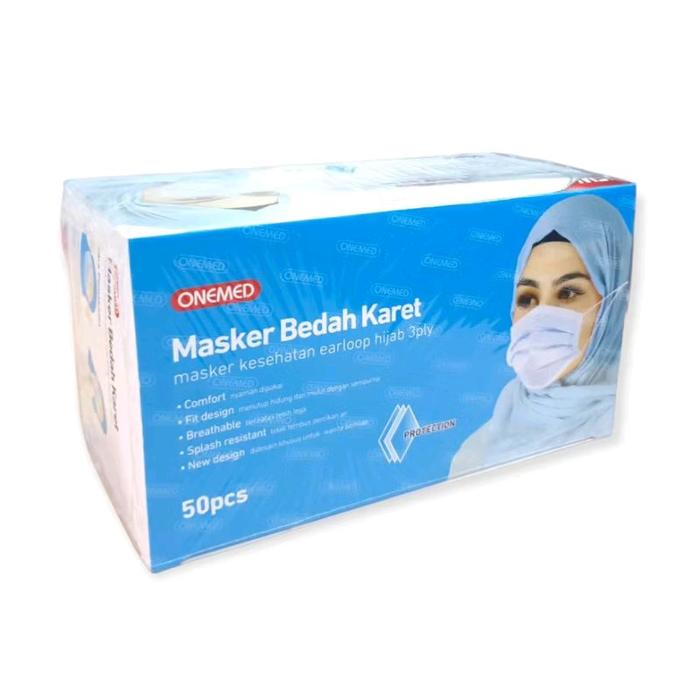 Gambar ONEMED Masker Jilbab Hijab 3ply 50pcs/box - BIRU dari hanalab medika undefined Tokopedia