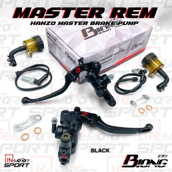 Gambar Master Rem Kiri Kanan Radial Biong Tipe Hanzo Left Right 17mm Universal PNP Motor Hitam Silver Biru Merah Titan Black - Hanzo RG+LF - Black dari Life motor sport undefined Tokopedia