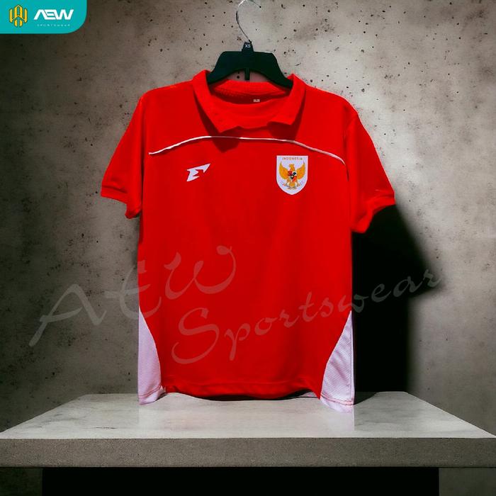 Gambar Atasan jersey timnas indonesia home away fantasy 2025 logo terbaru leher berkerah bahan dryfit premium uniseks sport - Jersey Merah Berkerah, M dari AEW Sportswear undefined Tokopedia