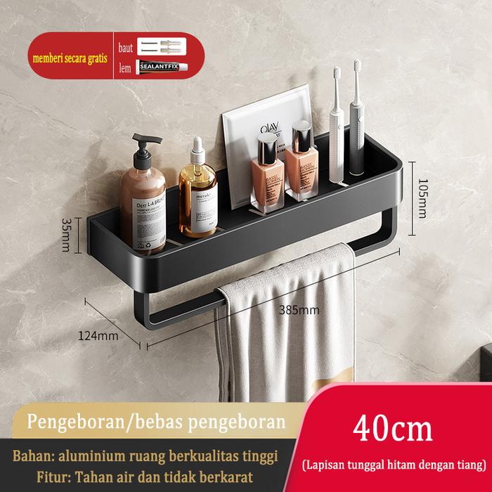 Promo MEIDOO Rak Kamar Mandi Aluminium Tempel Dinding Instalasi Bebas ...