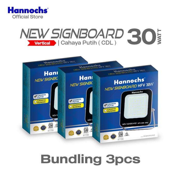 Gambar Hannochs Lampu Sorot LED New Signboard HFV 30 watt Cahaya Putih isi 3pcs (Model Vertikal) dari Hannochs Official undefined Tokopedia