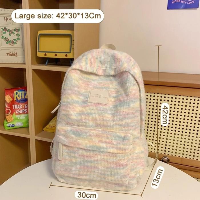 Gambar 【Ready Stock】Tas Sekolah Ins Lucu Wanita Pelangi Tas Bahu Jepang Korea Import Fashion Kuliah Tas Ransel Laptop Volume Tinggi Backpack - Besar Merah Muda dari Rose Time undefined Tokopedia