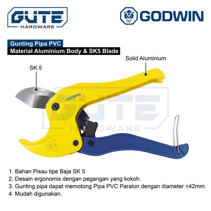 Gambar Tang Potong Pipa / Gunting Pipa PVC Paralon 42mm GODWIN Pipe Cutting dari Gute Hardware undefined Tokopedia