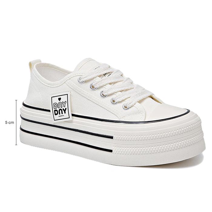 Gambar SP-283 [FF] Sepatu Wanita Kasual Sneakers Cewek Kanvas Jalan Santai Sepatu Perempuan Kuliah Hak Tinggi Tebaru - Cream, 37 dari FinlynFashion10 undefined Tokopedia