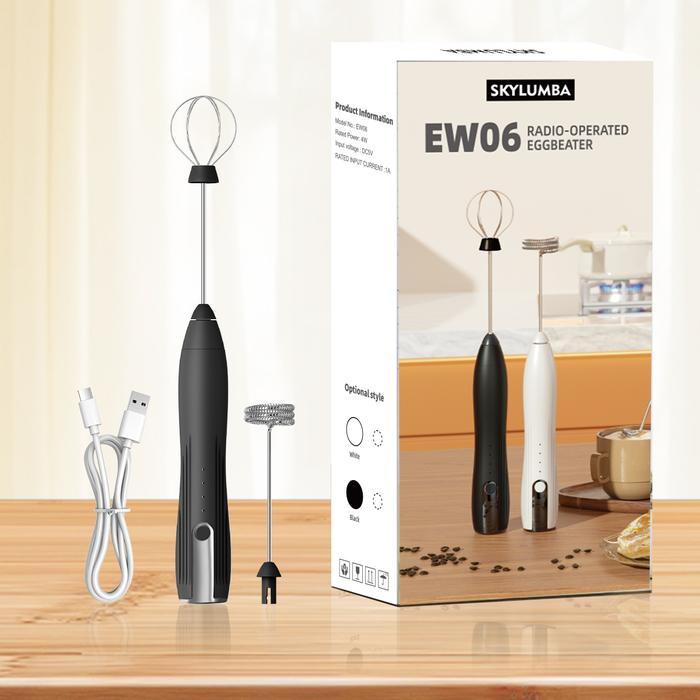 Gambar Skylumba 2in1 Pembuih Susu Kopi Electric Mixer Hand Mixer Portable USB 4Watt Blender Milk Coffee Pengocok Telur EW06 - EW06 2in1 - Black dari Skylumba.id undefined Tokopedia