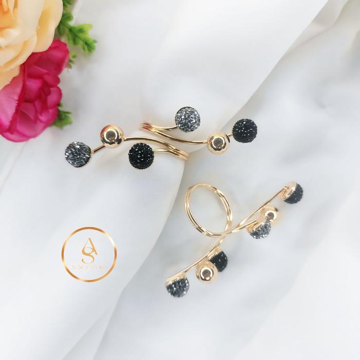 Gambar Bros Hijab Ring Cincin Model Bunga Bulat Persegi Korea Kekinian Mewah Dan Elegan - Boba Jelly Gold dari ARAFA AKSESORIS undefined Tokopedia