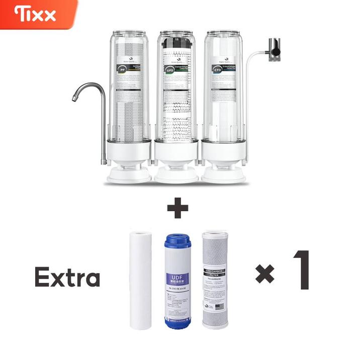 Gambar TIXX Filter Air Tiga Lapis Saringan Air/Water Purifier/Penyaring Air Kran/Air Filter Water Filters On Tap Water Purifiers Filtrasi tiga lapis - Water Filters+Extra filter * 1 dari Tixx official ID undefined Tokopedia