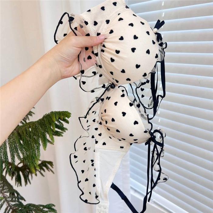 Gambar Push Up Bra BH Pakaian Dalam Tanpa Kawat Underwear Set Celana Dalam Wanita Cewek Perempuan Dewasa Polkadot Love Imut Lucu Busa - 32 dari Han & Kenz undefined Tokopedia