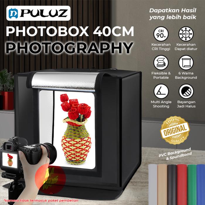 Gambar PULUZ Fotobox 40cm LED Light Portable PhotoBox Studio Photo Foto Box - Black dari Ba-Wang undefined Tokopedia