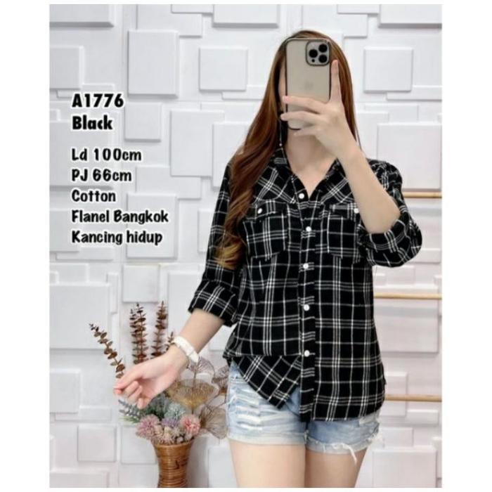 Gambar SISTERJEANS - Kemeja Kotak Kotak Wanita Terbaru-Atasan Wanita Terbaru-Kemeja Dewasa Remaja Berbahan Panel-Atasan Lengan Panjang Wanita - kotak hitam, Int:XXL dari RIZQUNA STORE FASHION undefined Tokopedia