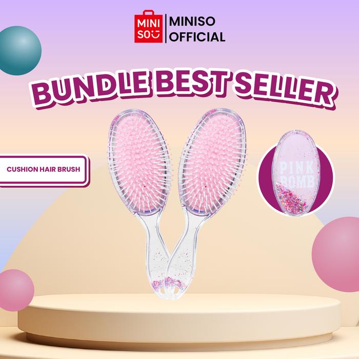 Gambar [SPECIAL BUNDLE ] MINISO Sisir Cushion Sisir Rambut Wanita Glitter Hair Brush Comb Kering - Tipe Lonjong dari Miniso Lifestyle ID undefined Tokopedia