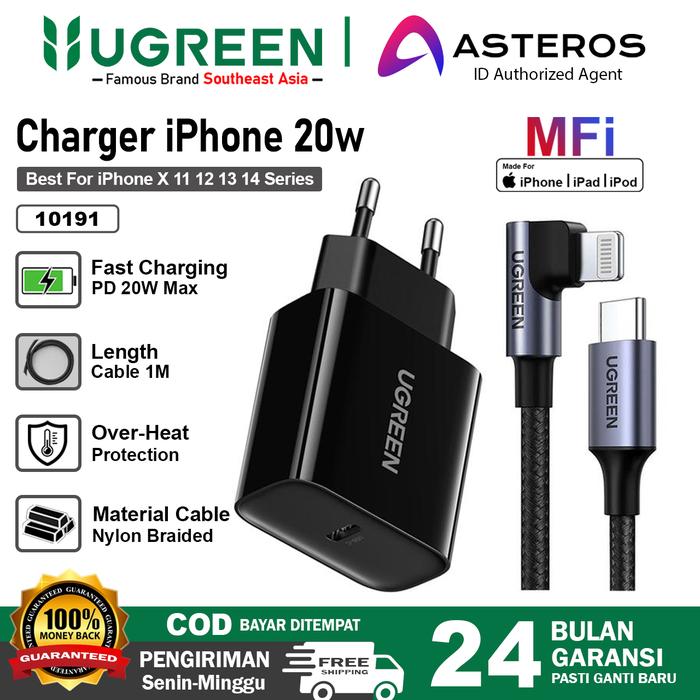 Gambar UGREEN Kabel iPhone Gaming PD Type C to Lightning MFi Fast Charging 18w-36w - 1SET 20W BLACK dari ASTEROS OFFICIAL undefined Tokopedia