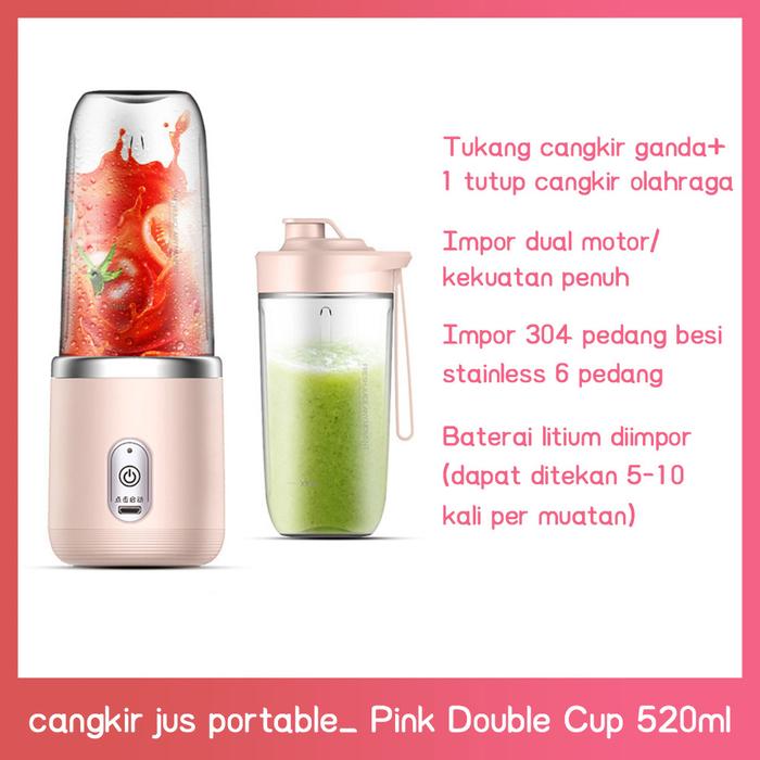 Gambar Blender Pembuat Jus Multifungsi 12 Jam dengan Pemeras Buah Portabel dan 2 Cangkir Pemisah Residu Buah 520Ml Juicer - Pink dari ADI KARTA undefined Tokopedia