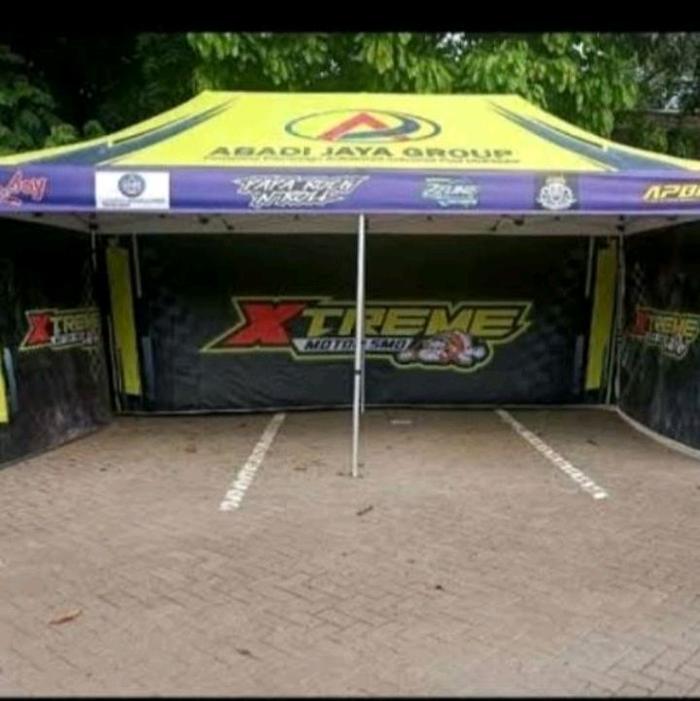 Gambar tenda paddock uk 3x6 full branding 3 sisi dari BERKAH TENDA JAKARTA undefined Tokopedia