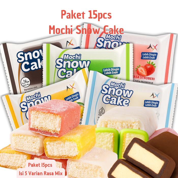 Gambar MOCHI SNOW CAKE BELI 12 FREE 3 MIX RASA Strawberry, Mangga, Pandan Cokelat & Susu / Snow Cake / Mochi Lembut Isi Bolu / Kue Mochi Bolu dari Silky Snack Import undefined Tokopedia