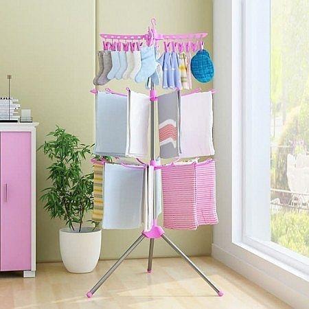 Gambar Laris Unik Shop - Jemuran baju Menara 16 Jari-jari 3 Tingkat Dengan 24 Jempitan Jemuran Lipat Gantungan Pakaian MJJ-2 - PINK dari Laris Unik Shop undefined Tokopedia