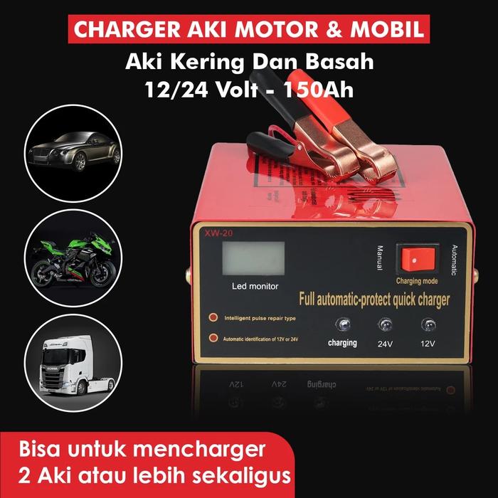 Gambar Charger Aki Motor Mobil 12V Dan 24V Otomatis 1500A Otomatis Accu Kering Dan Basah Lead Acid Battery Charger Auto Charger Alat Cas  Aki Kering Dan Basah dari Apexride Indonesia undefined Tokopedia
