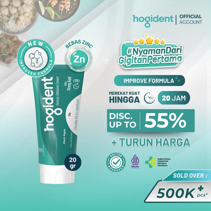 Gambar Hogident Lem Gigi Palsu Kuat 20 Jam - Mencegah Bau Mulut, Gusi Bengkak & Gigi Berlubang | Untuk Perawatan Harian [Creator Exclusive] - 20 Gram dari Hogident Indonesia undefined Tokopedia