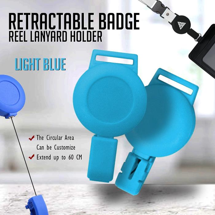 Gambar Retractable Badge Reel Lanyard Holder (1 pcs) Black, Light Blue, White, Blue, Red - L-Blue dari Werder Office Supplies undefined Tokopedia