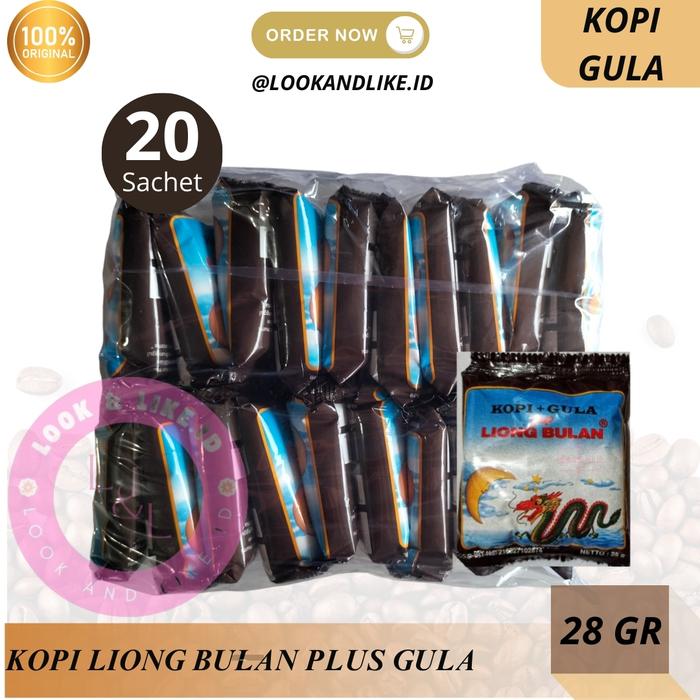 Gambar Kopi LIONG BULAN PLUS GULA 1 Pack Isi 20 Sachet Air Coffee kopi bubuk asli addict - LIONG GULA 1 PACK dari LOOKANDLIKE.ID undefined Tokopedia
