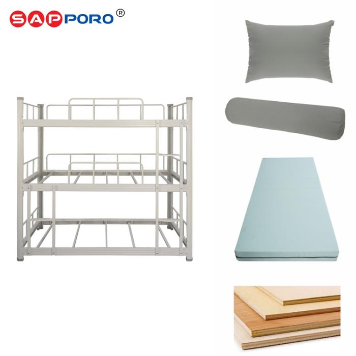 Gambar SAPPORO ARIDA SET - Ranjang Susun Besi 3 Tingkat | Divan Susun 3 Tingkat - H180 - White dari Sapporo Furniture Online Kab. Bogor Tokopedia