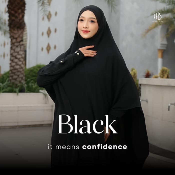 Gambar Hijaberlin - Nusaibah Dress Black Set Khimar FK Mazen Anti UV Gamis Syar'i Premium Haji & Umroh - Black dari Hijaberlin undefined Tokopedia