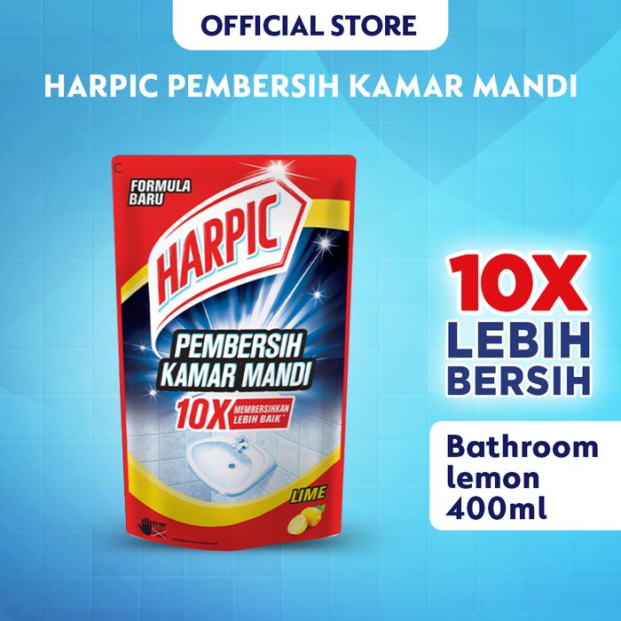 Gambar Harpic Bathroom Lemon Pouch 400 ml - Cairan Pembersih Toilet Cleaner Pembersih Kamar Mandi & Pembersih WC - Cairan Pembersih Kerak Kamar Mandi dari Dettol Indonesia Store undefined Tokopedia