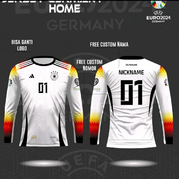 Gambar Timnas Jerman Jersey piala Eropa baju kaos lengan panjang terbaru free custom nama logo dan nomor punggung - putih, Xs dari zainal abidin 07 undefined Tokopedia