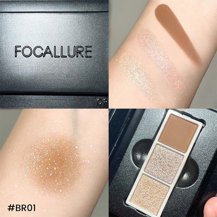 Gambar (NEW) FOCALLURE 3 Color DIY Eyeshadow Palette Pigmentasi Tinggi Lembut Tahan 24 Jam Pro-Palette - #BR01 dari FATHINAH LUTHFI undefined Tokopedia