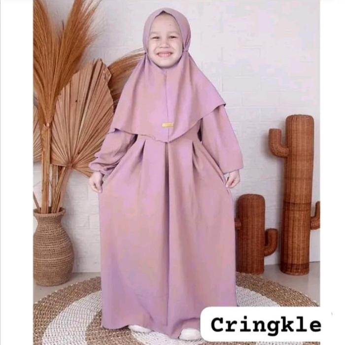 Gambar Nada Gamis Anak Set Kerudung Lengan karet/ Fashion Anak Terbaru untuk 2-10 tahun / Baju Lebaran Anak 2024 /bisa COD - Dusty, No 2 dari NiwiStore undefined Tokopedia